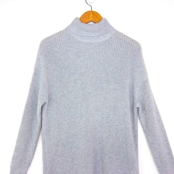 NWOT J Crew Ribbed cotton-cashmere relaxed turtleneck sweater, gray, XS - Picture 7 of 13